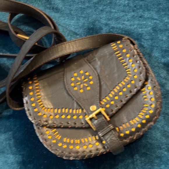 Cleobella Mexican Leather Small Crossbody Handbag Purse (Black).  Vintage Vibes - Picture 1 of 7